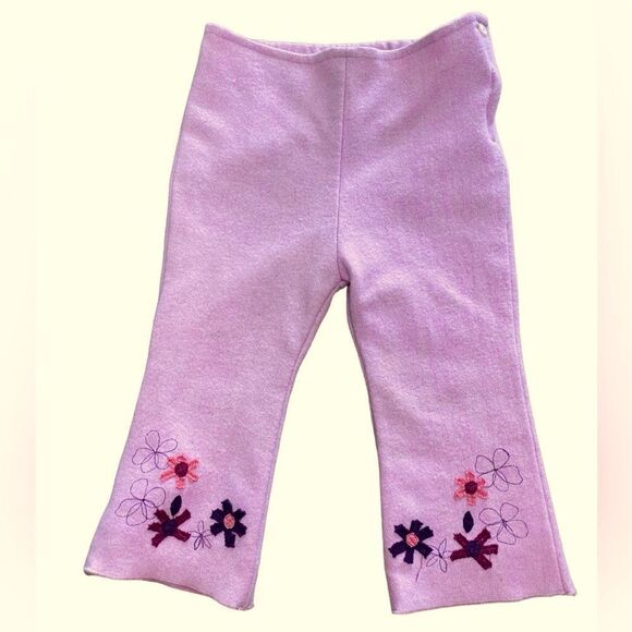Du Pareil au Meme (DPAM) French Rose Wool Pants with Floral Appliqué - Picture 1 of 5